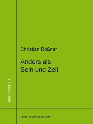 cover image of Anders als Sein und Zeit